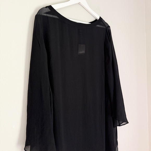 NWT J. Jill 100% Silk Wearever Collection Sheer 3/4 Sleeves Dress Black Size XL - Picture 3 of 9